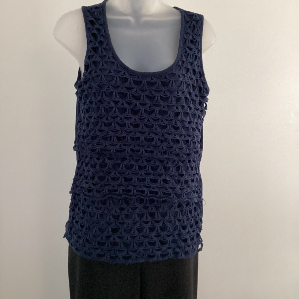 Tommy Hilfiger Blue Crochet Women’s Sleeveless Blouse Size Medium